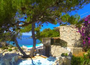 a stone house with a view of the ocean at Holiday house Karla in Vela Luka