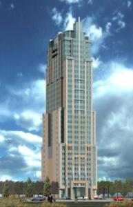 a large tall building with a sky at Valero Grand Suites by Swiss-Belhotel in Manila