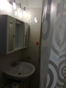 トッレ・ラピッロにあるCasa Vacanza Villa Teresaのバスルーム(シンク、シャワーカーテン付)