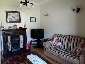 a living room with a couch and a television at Greenmount Accommodation in Killarney
