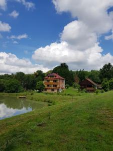 a house on a hill next to a river at Na Stawach in Stryszów
