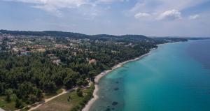 an aerial view of a beach and the ocean at Mirabilia Boutique Hotel in Kriopigi