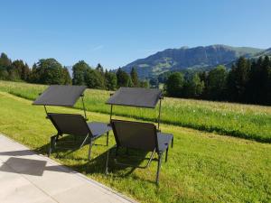 dos sillas bajo un dosel en un campo de hierba en Appartement De Martin, en Aurach bei Kitzbuhel