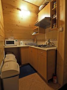 una piccola cucina con piano cottura e forno a microonde di Willa u Kubusia a Zakopane