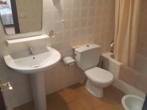カンブリルスにあるMiramar Serveis - Villa Pamplonicaのバスルーム(トイレ、洗面台、鏡付)