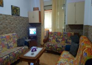 sala de estar con 2 sofás y TV en Dori Apartment, en Golem