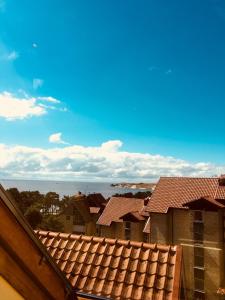 vista sui tetti delle case e sull'oceano di Neringa a Nida