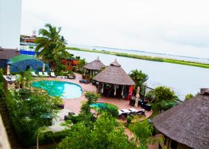 an aerial view of a resort with a swimming pool at Hotel Bon Voyage in Lagos