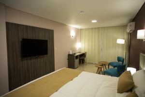 TV tai viihdekeskus majoituspaikassa Mérit Iguazú Hotel