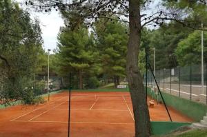 einen Tennisplatz mit Tennisschläger darauf in der Unterkunft Villetta Danila Pugnochiuso Le Macine in Vieste