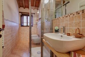 a bathroom with a sink and a toilet at Locanda del Viandante - Valle Apartments & Pool in Anghiari +105 photos
