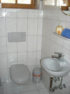 バート・クラインキルヒハイムにあるWerner Hintereggerの白いバスルーム(洗面台、トイレ付)