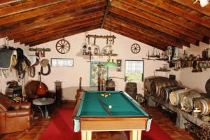 a room with a pool table in a room at Quinta Nossa Senhora de Lourdes in Capelas