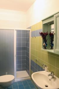 a bathroom with a sink and a toilet and a shower at Struttura Turistica Villa Calamita in Capoliveri +14 photos