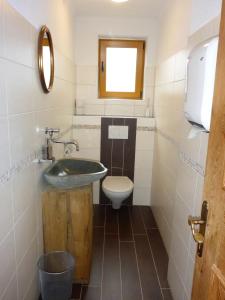 a bathroom with a sink and a toilet at Sportpension Penhab in Saalbach Hinterglemm