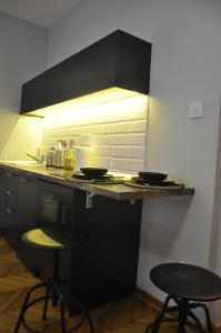 - une cuisine avec un comptoir et 2 bols dans l'établissement Urban Studio in city center, à Belgrade