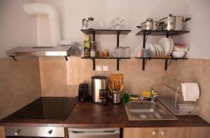 Kuchyň nebo kuchyňský kout v ubytování Green Door Apartment