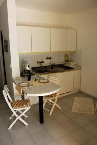 kuchnia ze stołem i 2 krzesłami w pokoju w obiekcie Studio Apartman PIC w mieście Nijvice