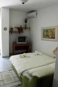 sypialnia z łóżkiem i telewizorem na stole w obiekcie Studio Apartman PIC w mieście Nijvice