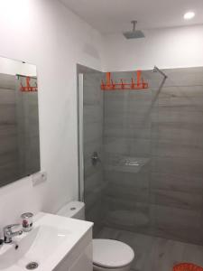 コスタ・デル・シレンチオにあるPrimaveraのバスルーム(シャワー、トイレ、シンク付)
