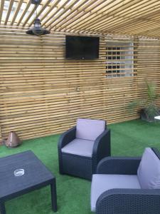 A television and/or entertainment centre at La Masia