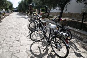 a row of bikes parked on a stone street at Residence Conchiglia San Giovanni in Santa Cesarea Terme +29 photos