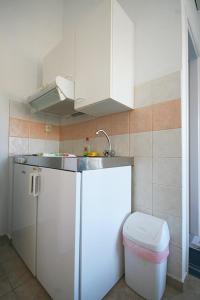 a small kitchen with a sink and a toilet at Anna Studios in Katapola