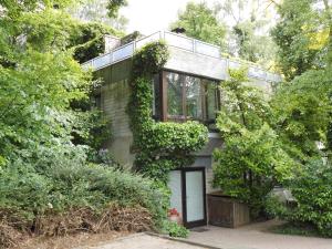a house with ivy growing on the side of it at Guest Apartment Unterbach in Düsseldorf