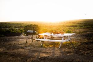 una mesa de picnic en medio de un campo en Casino Casita en Eagle Pass