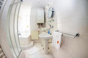 Koupelna v ubytování Apartmán U krále Komenského
