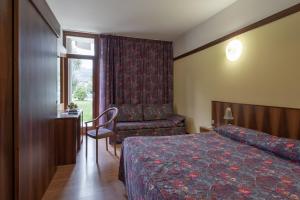 una camera d'albergo con un letto, una sedia e una finestra di Park Hotel Oasi a Garda
