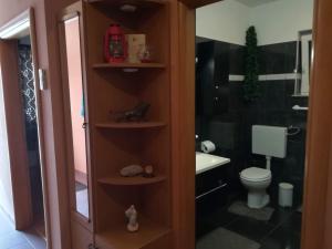 a bathroom with a toilet and a sink at Dama Apartment in Senj +33 photos