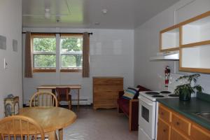kuchnia i salon ze stołem i jadalnią w obiekcie Grenfell Campus Summer Accommodations w mieście Corner Brook