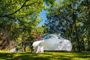 una casa en una cúpula en un campo con árboles en Somn'en bulle en Najac