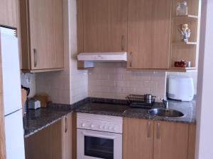 a kitchen with a sink and a stove top oven at La Barquera in Ribadesella +10 photos