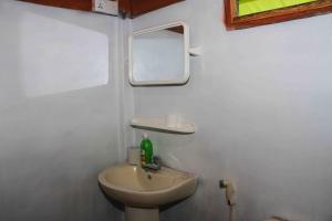 a small bathroom with a sink and a mirror at Sigiri Royal Point Tree House in Sigiriya