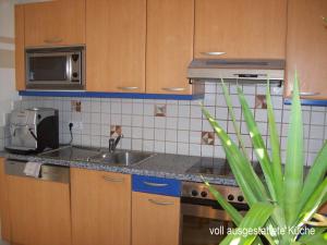 Cuisine ou kitchenette dans l'établissement Riedl Gästewohnung