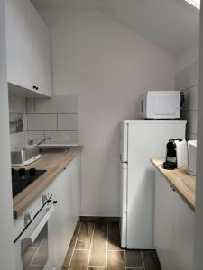 Kuchyň nebo kuchyňský kout v ubytování Green Garden Plus Apartman