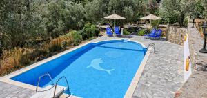 a swimming pool with a mermaid stencil on it at Kerveli Luxury Villa in Kerveli