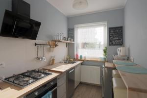 Kuchyň nebo kuchyňský kout v ubytování Apartament Turkus