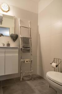 a bathroom with a towel ladder next to a toilet at Inspirational Apartment in Tel Aviv