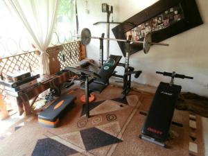 an overhead view of a room with a gym at The Gates Apartments in Koprivshtitsa