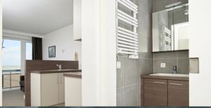 a kitchen with a sink and a counter top at 50 Zeedijk in De Panne +4 photos