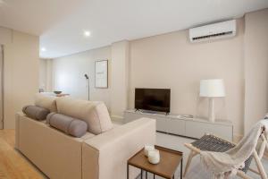 波多的住宿－Liiiving in Porto | Luxury Boutique Apartment，带沙发和电视的客厅