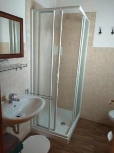 a bathroom with a shower and a sink at B&B Al Lauro in Asolo +12 photos