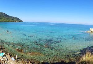 a beach with people swimming in the water at U' Cecere Agriturismo in Agropoli