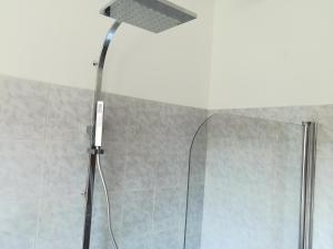 a shower with a shower head in a bathroom at Venice Garden House in Marghera
