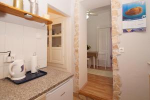 una cucina con macchinetta del caffè su un bancone di Apartment Lavender a Vela Luka (Vallegrande)