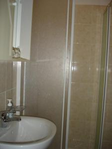 a bathroom with a sink and a shower at Apartments Livio Stranici in Rošini