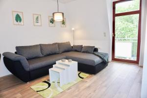 - un salon avec un canapé et une table dans l'établissement Manitius 9, DD-Friedrichstadt (Zentrumsnah), à Dresde
